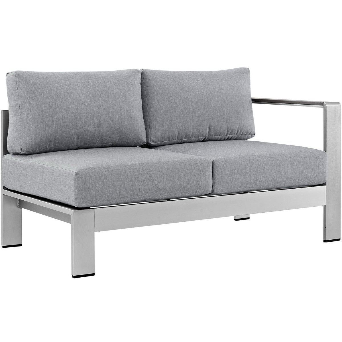 Shore 5 Piece Outdoor Patio Aluminum Sectional Sofa Set by Modway - Silver Gray / Silver Navy (EEI-2557)