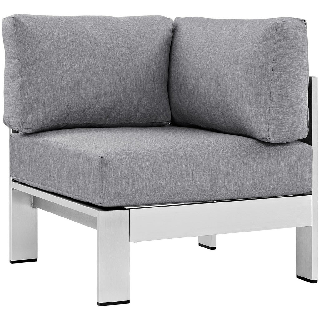 Shore 5 Piece Outdoor Patio Aluminum Sectional Sofa Set by Modway - Silver Gray / Silver Navy (EEI-2557)