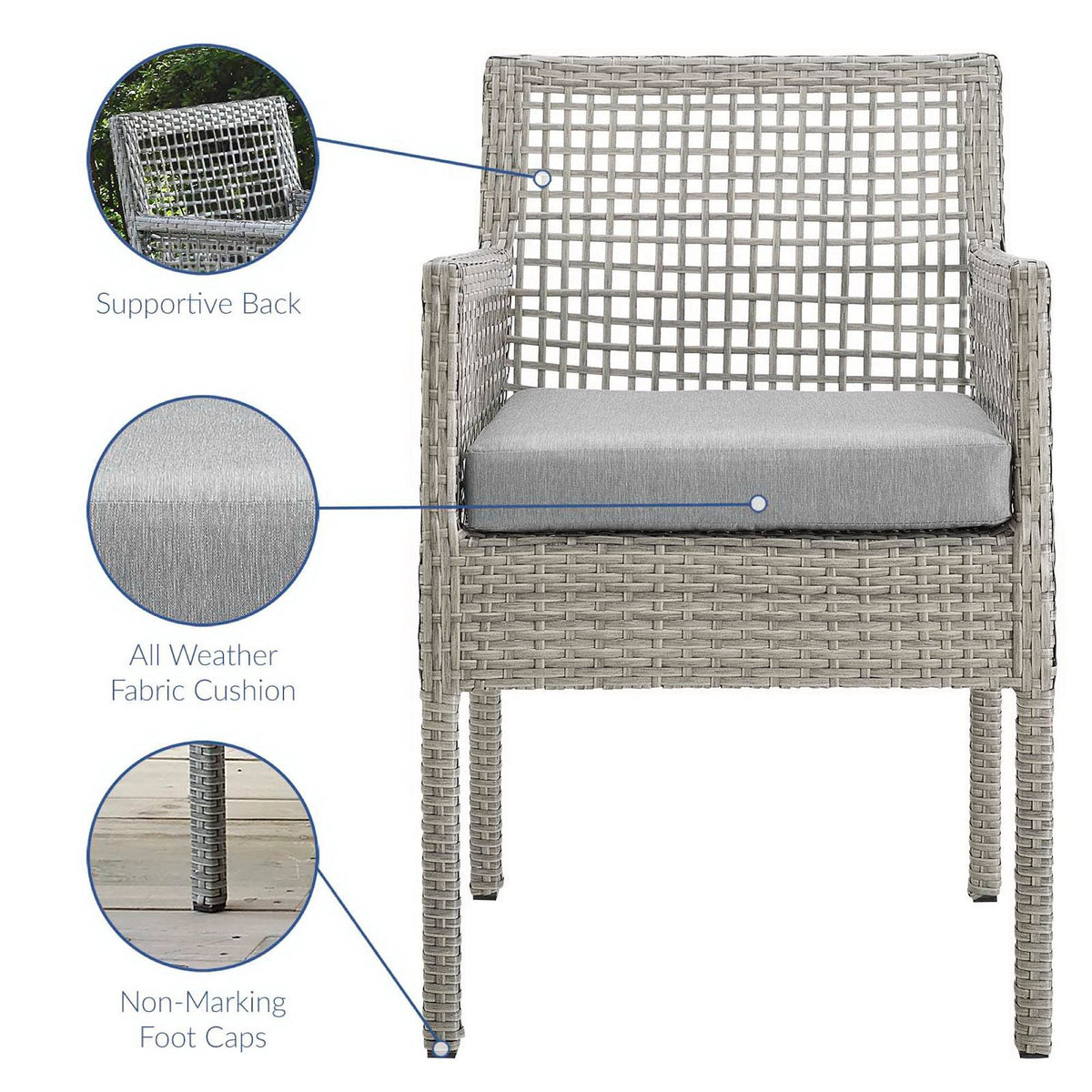 Aura Outdoor Patio Wicker Rattan Dining Armchair by Modway