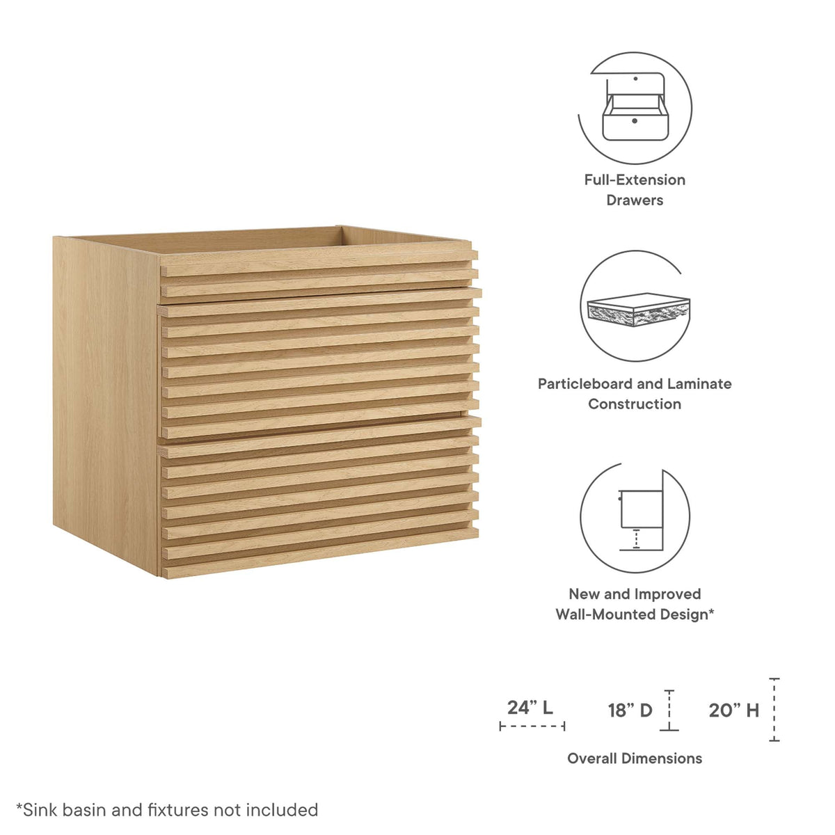 Render Wall-Mount Bathroom Vanity Cabinet by Modway