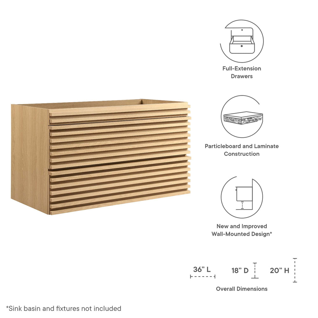 Render Wall-Mount Bathroom Vanity Cabinet by Modway