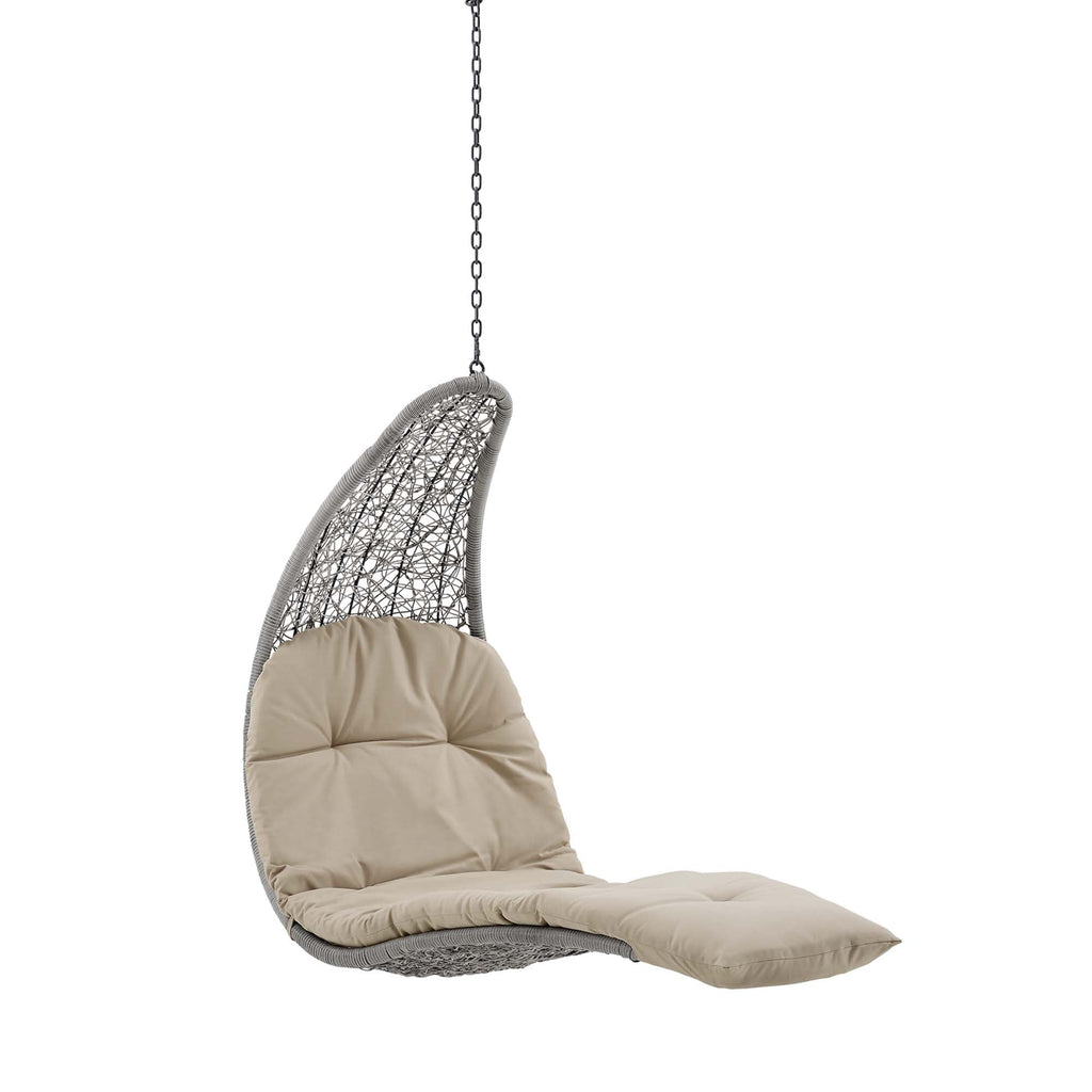 Landscape Hanging Chaise Lounge Outdoor Patio Swing Chair by Modway - Light Gray Beige / Light Gray Gray (EEI-4589)