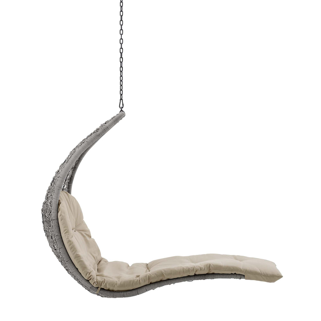 Landscape Hanging Chaise Lounge Outdoor Patio Swing Chair by Modway - Light Gray Beige / Light Gray Gray (EEI-4589)