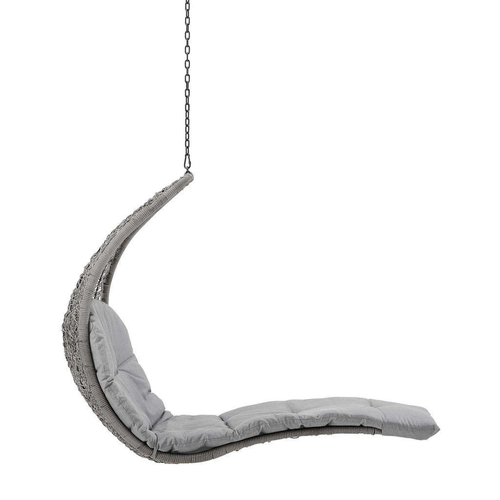 Landscape Hanging Chaise Lounge Outdoor Patio Swing Chair by Modway - Light Gray Beige / Light Gray Gray (EEI-4589)