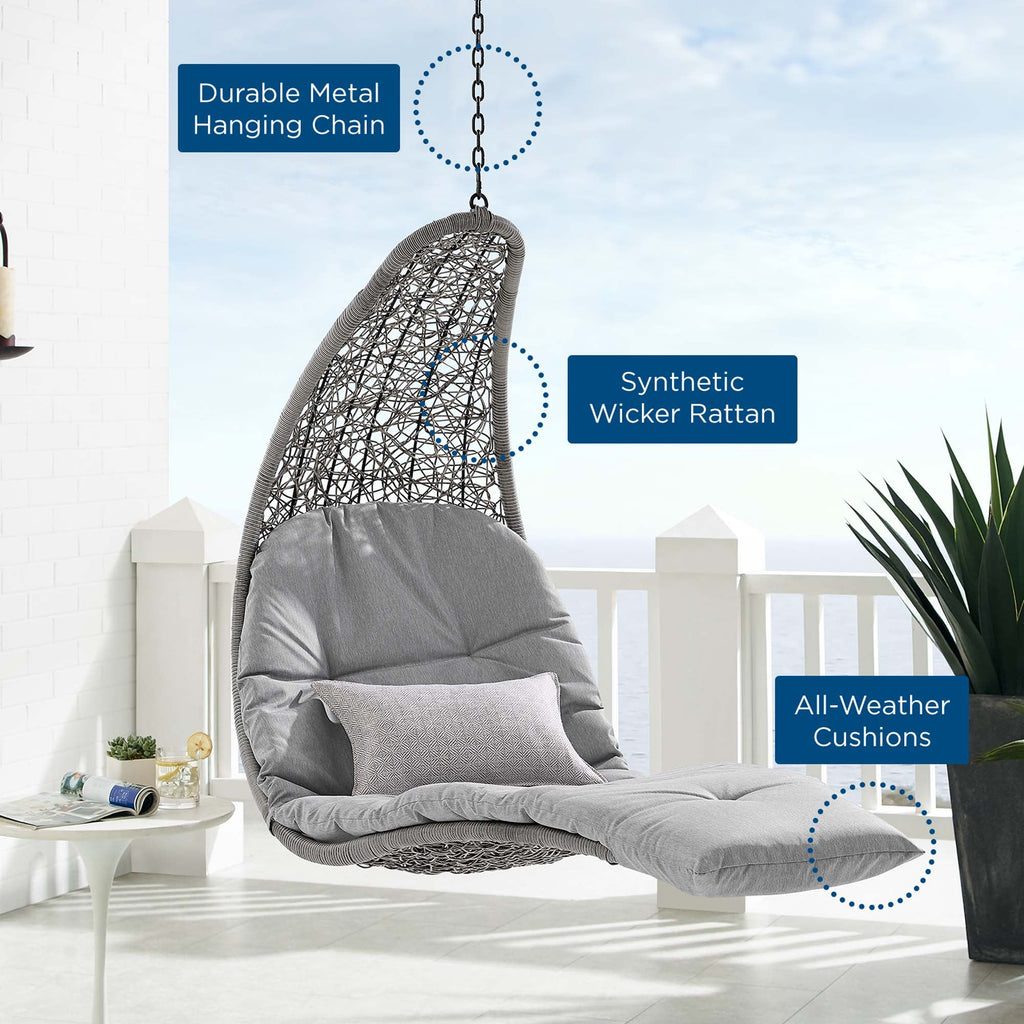 Landscape Hanging Chaise Lounge Outdoor Patio Swing Chair by Modway - Light Gray Beige / Light Gray Gray (EEI-4589)