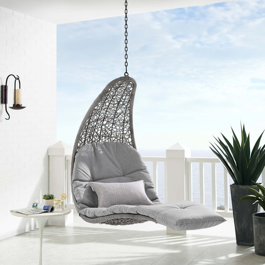 Landscape Hanging Chaise Lounge Outdoor Patio Swing Chair by Modway - Light Gray Beige / Light Gray Gray (EEI-4589)