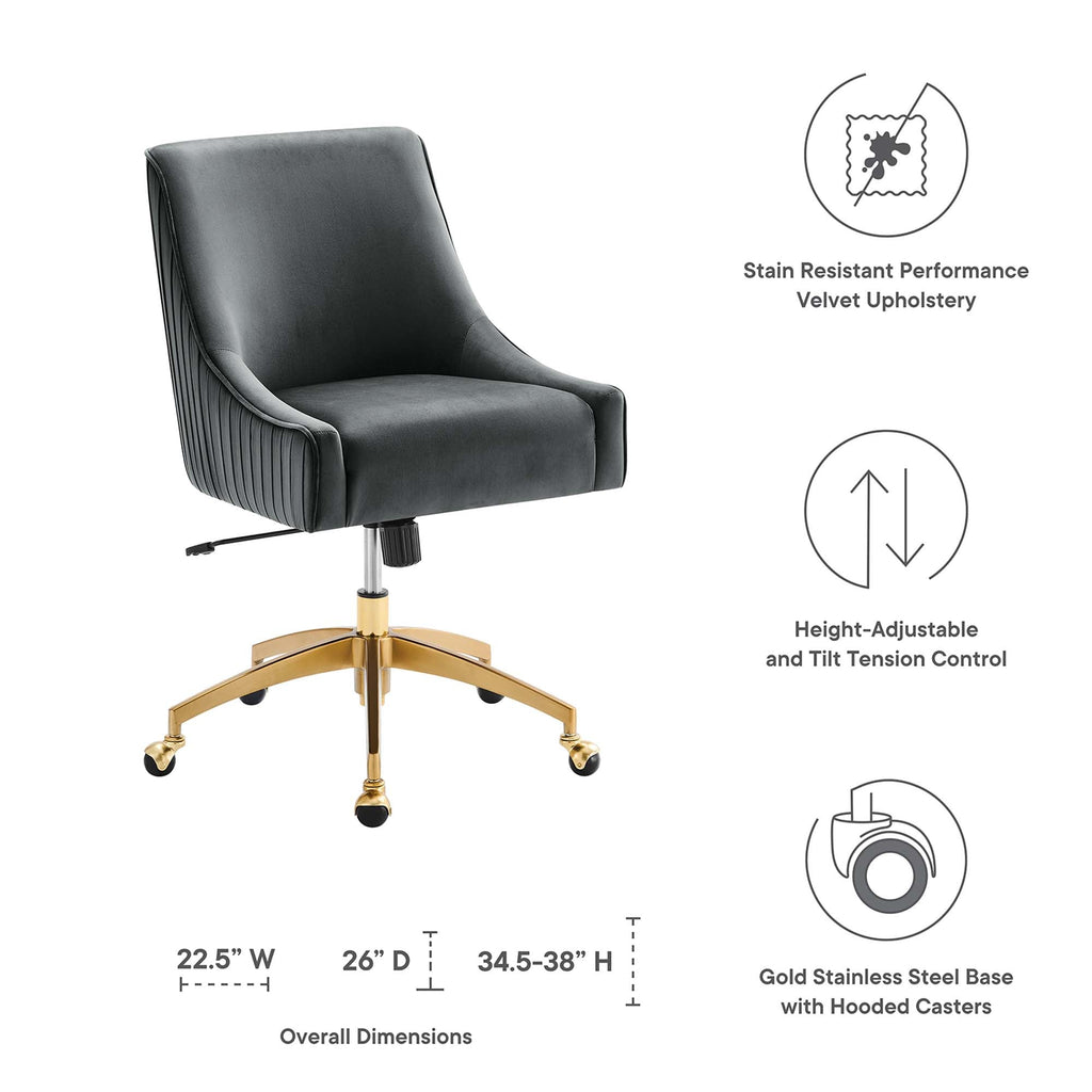 Discern Performance Velvet Office Chair by Modway - Gray / Pink / White
