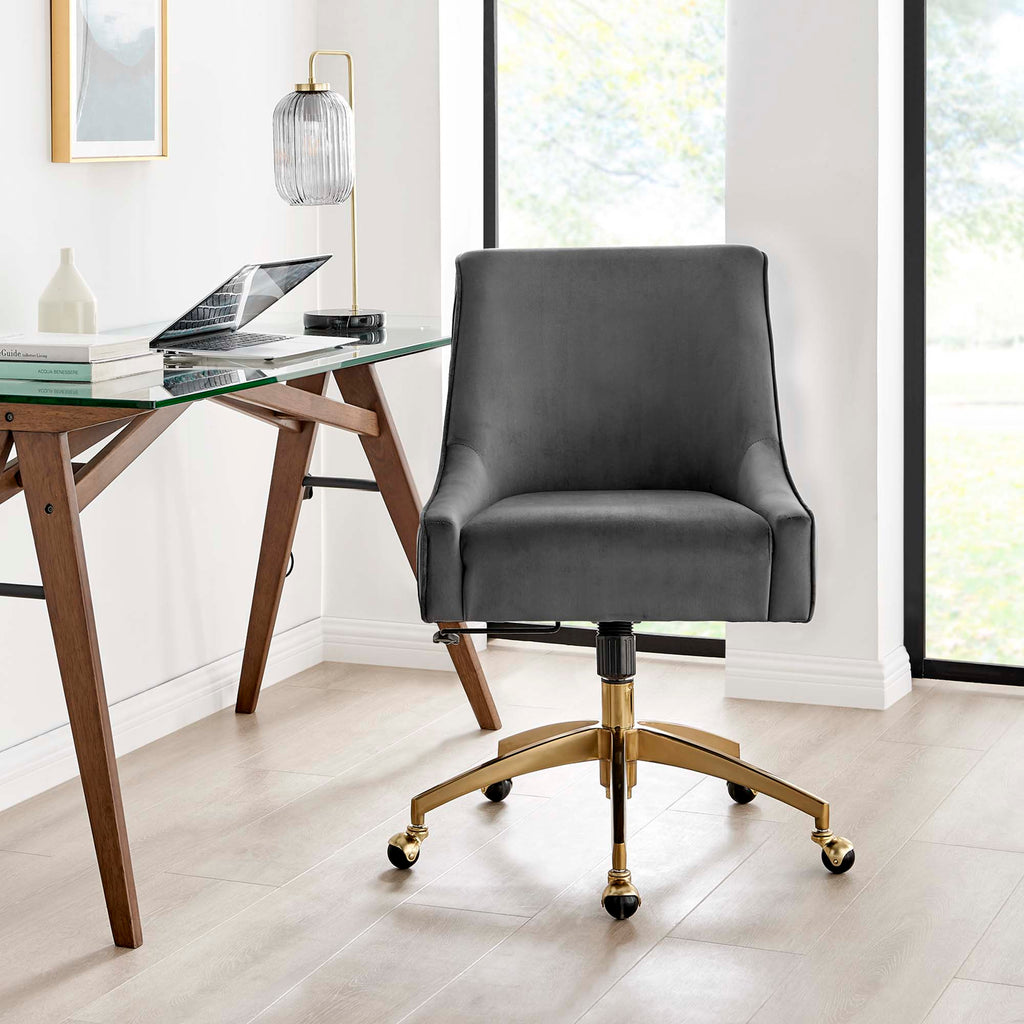 Discern Performance Velvet Office Chair by Modway - Gray / Pink / White