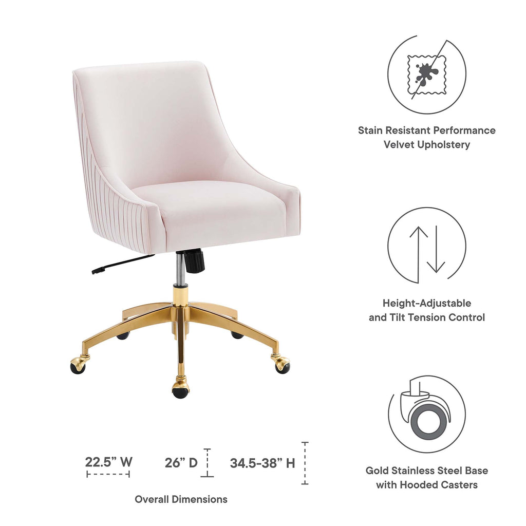 Discern Performance Velvet Office Chair by Modway - Gray / Pink / White
