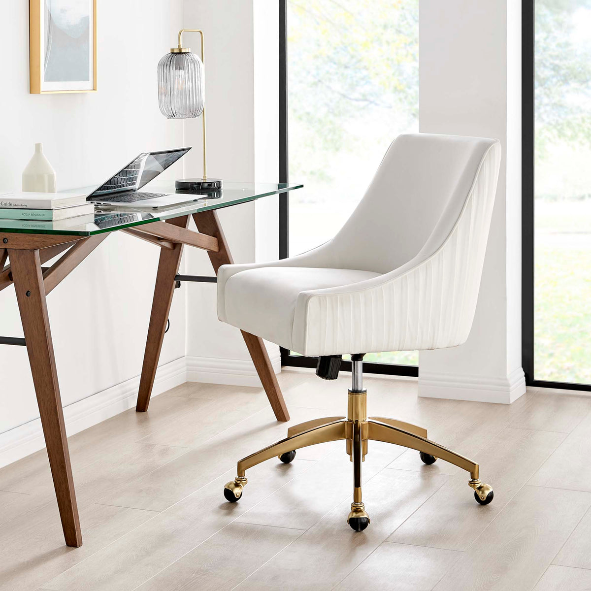 Discern Performance Velvet Office Chair by Modway - Gray / Pink / White