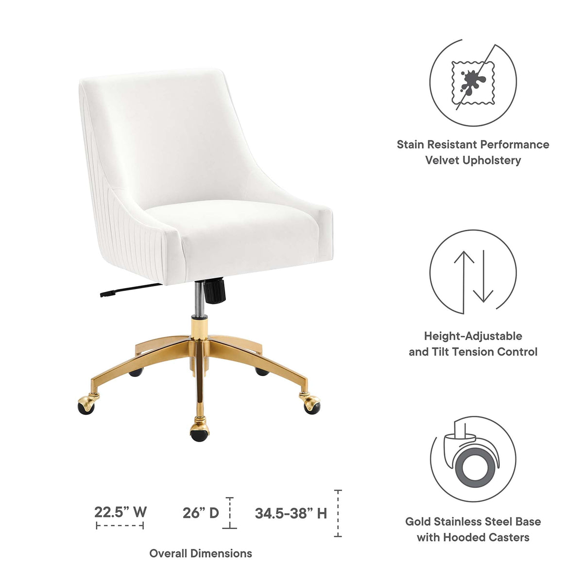 Discern Performance Velvet Office Chair by Modway - Gray / Pink / White
