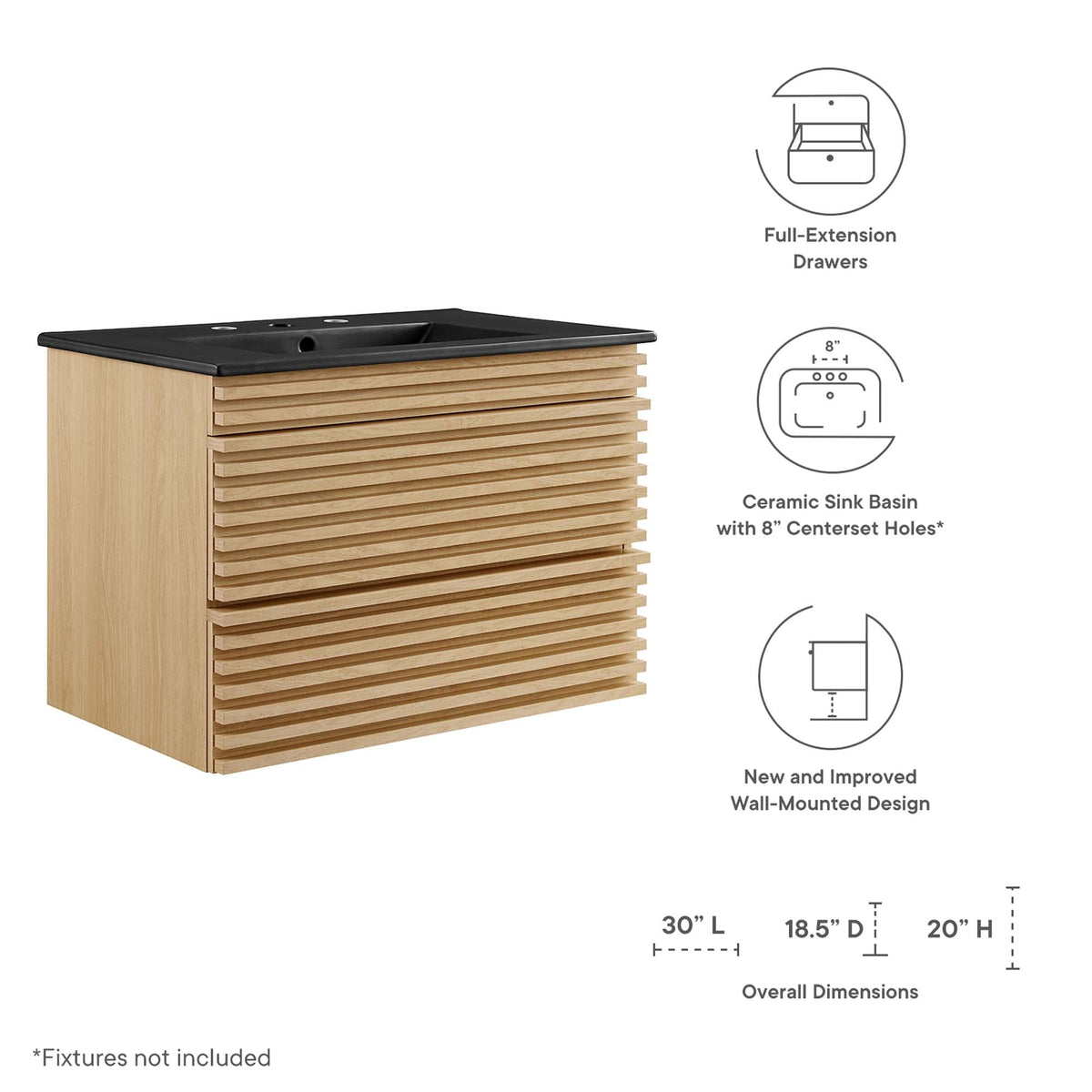 Render Wall-Mount Bathroom Vanity by Modway