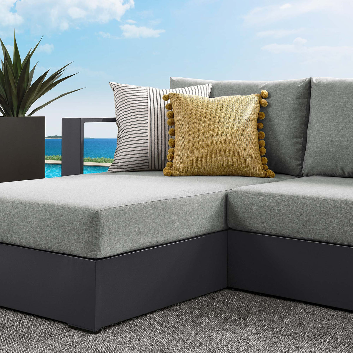 Tahoe 2-Piece Outdoor Patio Powder-Coated Aluminum Sectional Sofa Set