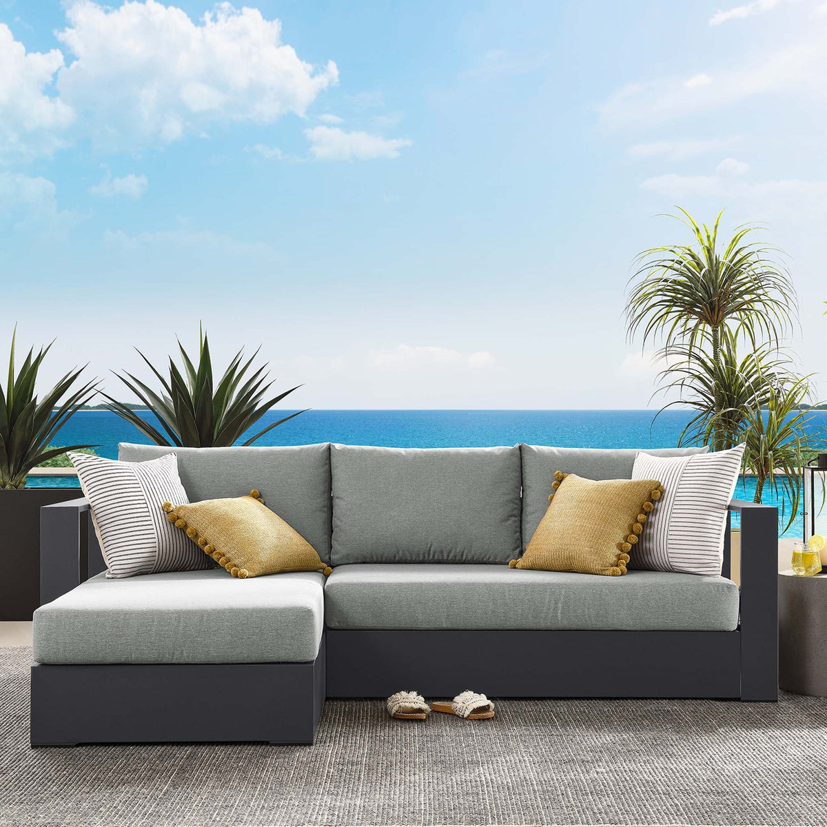 Tahoe 2-Piece Outdoor Patio Powder-Coated Aluminum Sectional Sofa Set