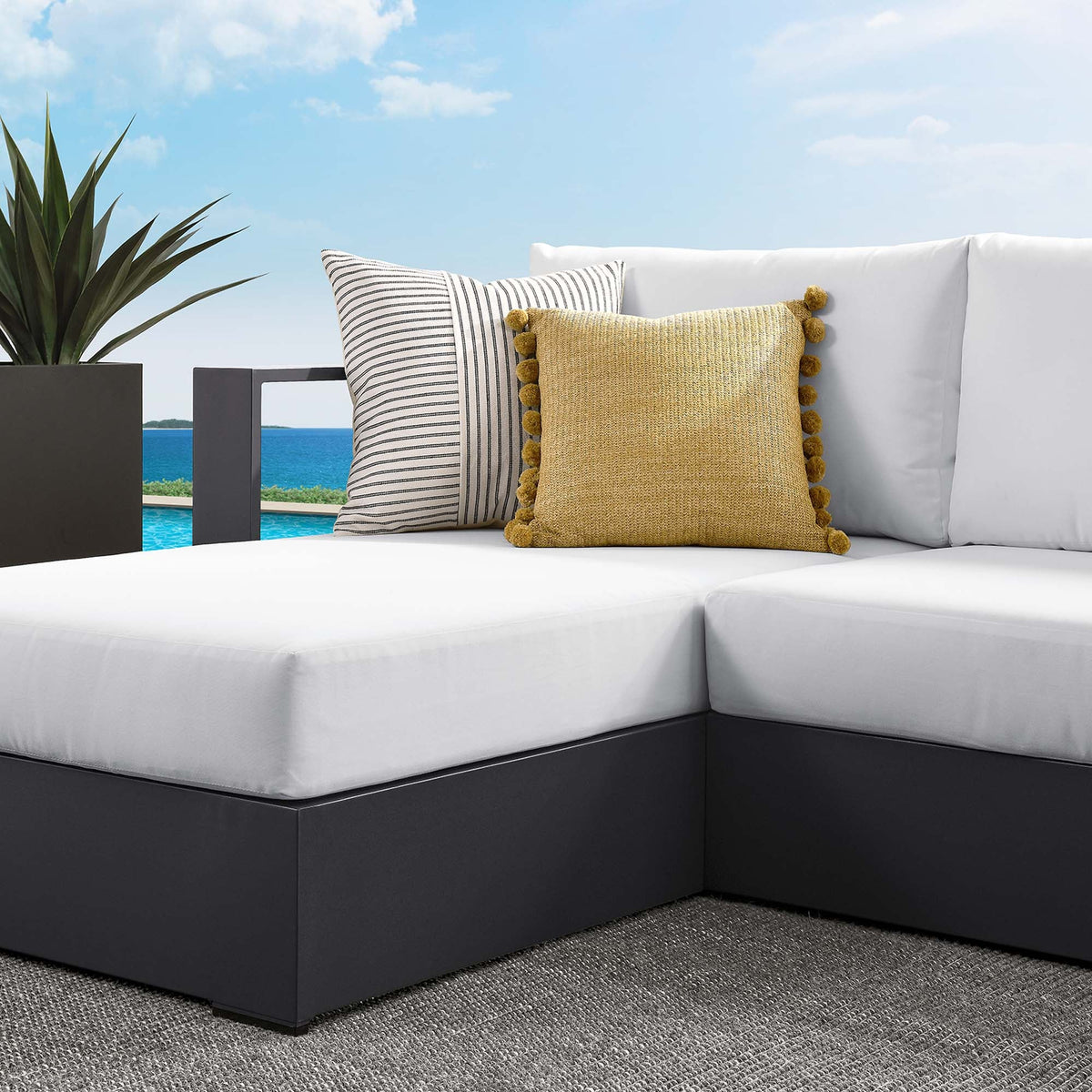 Tahoe 2-Piece Outdoor Patio Powder-Coated Aluminum Sectional Sofa Set