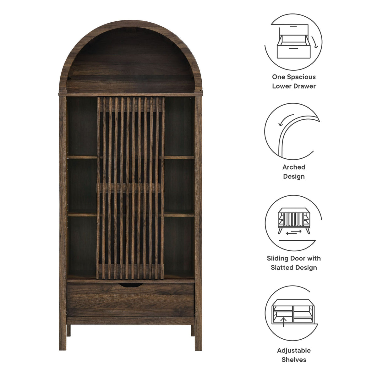 Vaughn 71" Arched Storage Display Cabinet by Modway