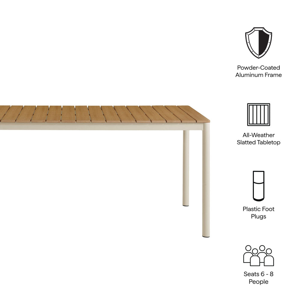 Finn 71" Outdoor Patio Aluminum Dining Table with Faux Wood Top