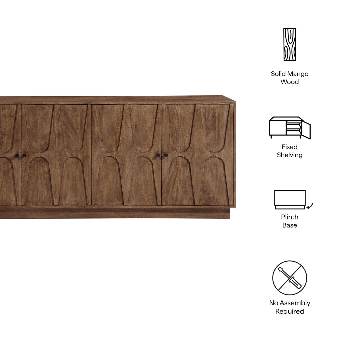 Veda 72" Mango Wood Sideboard Cabinet by Modway