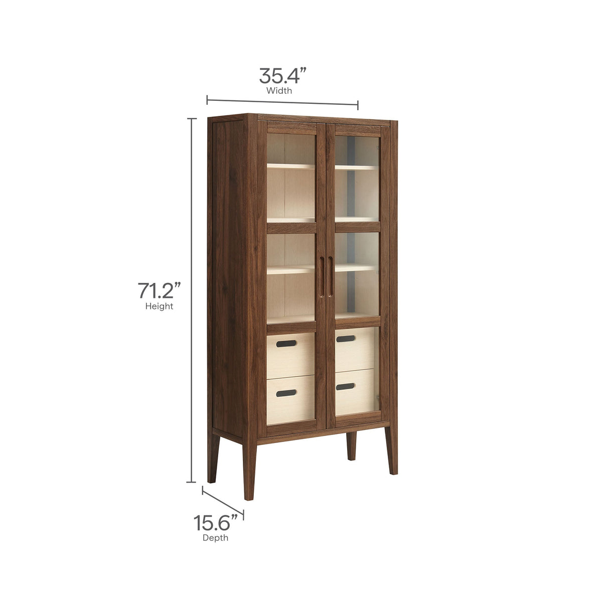 Nell 71" Glass Door Tall Display Storage Cabinet by Modway