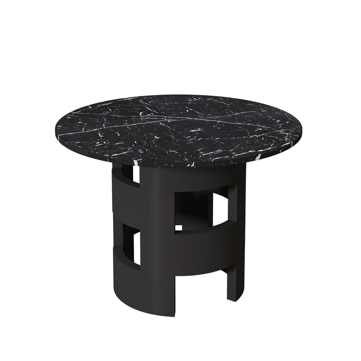 42.12"Modern Round Dining Table with Printed Black Marble Table Top for Dining Room