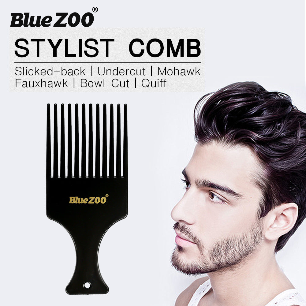Thin Black Tough Blue ZOO Men's Retro Oil Head Big Back Mohawk Modeling Airplane Head Stylist Comb