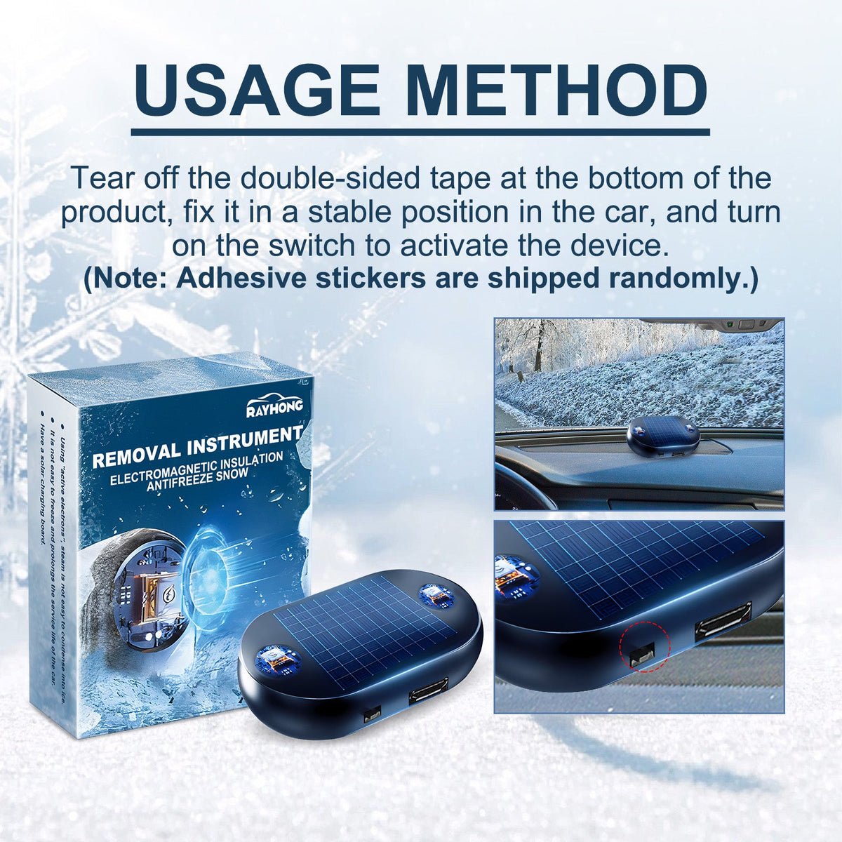 Anti-Freeze Snow Removal Device Car Windshield Rearview Mirror Deicing Quick Snow Melting Portable Anti-Freeze Tool