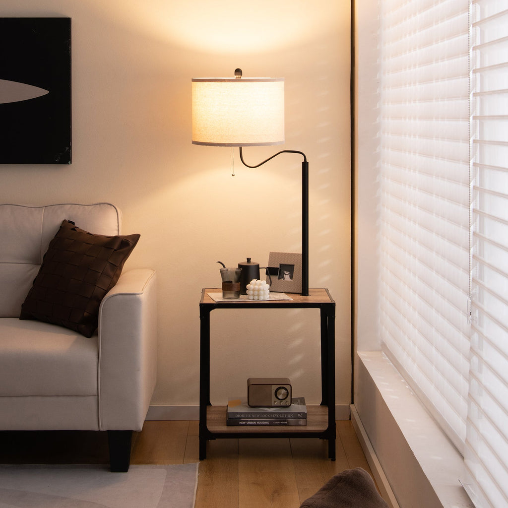 360¬∞ Rotatable Floor Lamp with End Table and USB Charging Ports