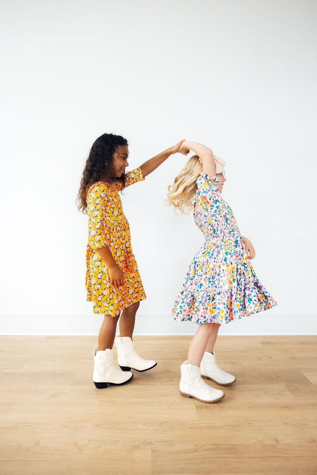 Garden Groove Smocked Ruffle Dress