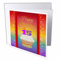 Beverly Turner Birthday Design - Cupcake with Number Candles,15 Years Old Birthday - Greeting Cards