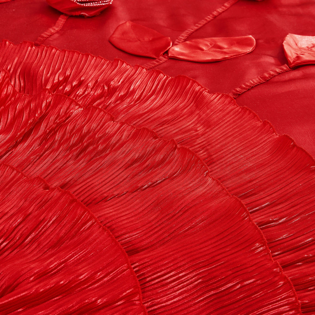 Tache Satin Ruffle Victorian Glam Romantic Red Rose Comforter Set (HY4174)