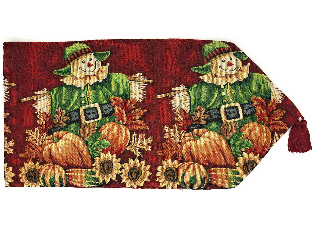 Tache Pumpkin Patch Scarecrow Autumn Harvest Woven Tapestry Table Runners (12921TR)