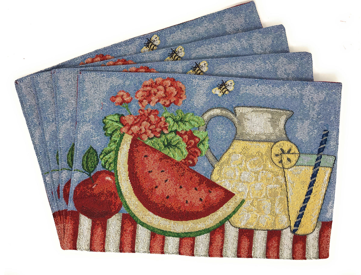 Tache Fruity Drinks Watermelon Lemonade Woven Tapestry Placemat Set (13082PM)
