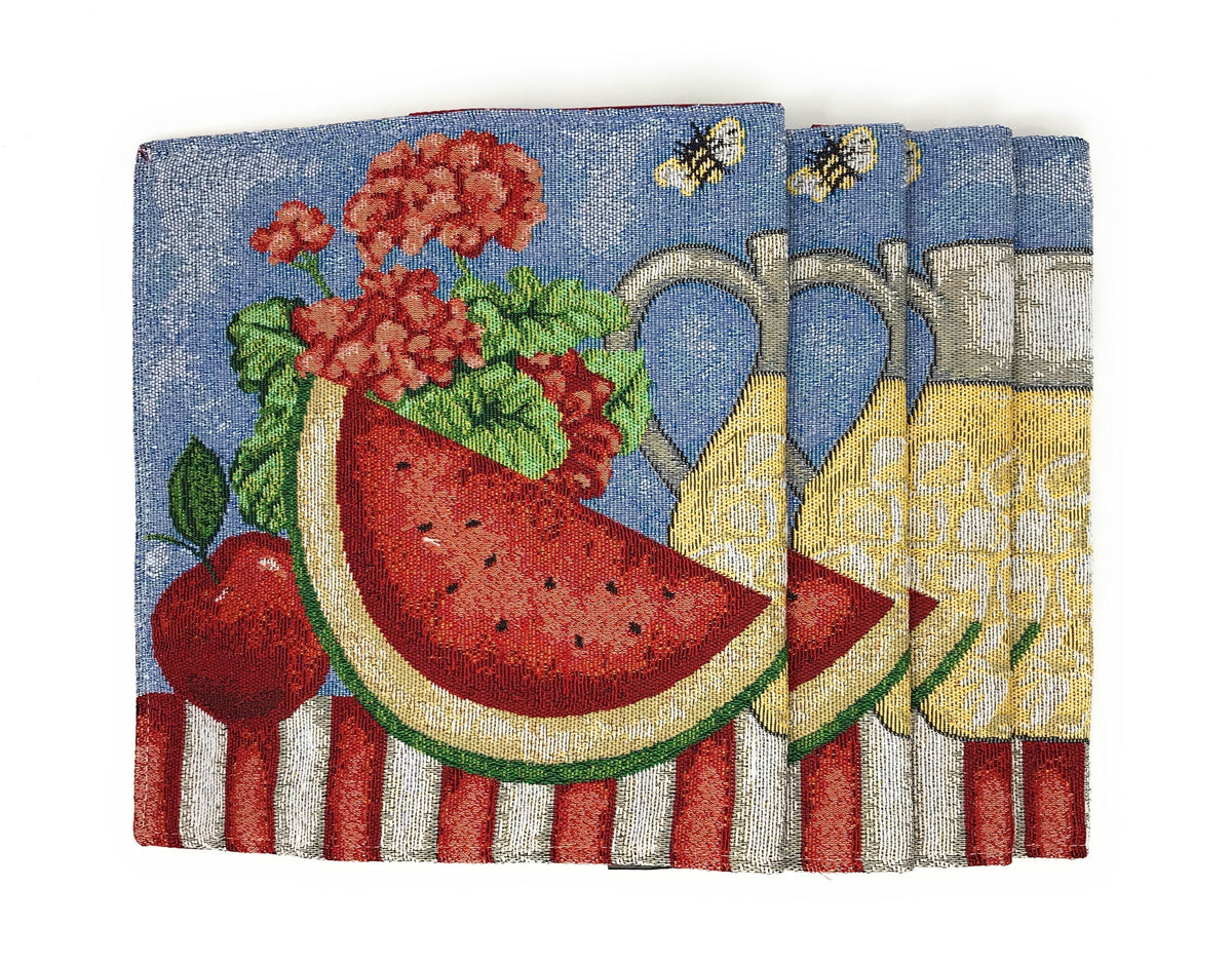 Tache Fruity Drinks Watermelon Lemonade Woven Tapestry Placemat Set (13082PM)
