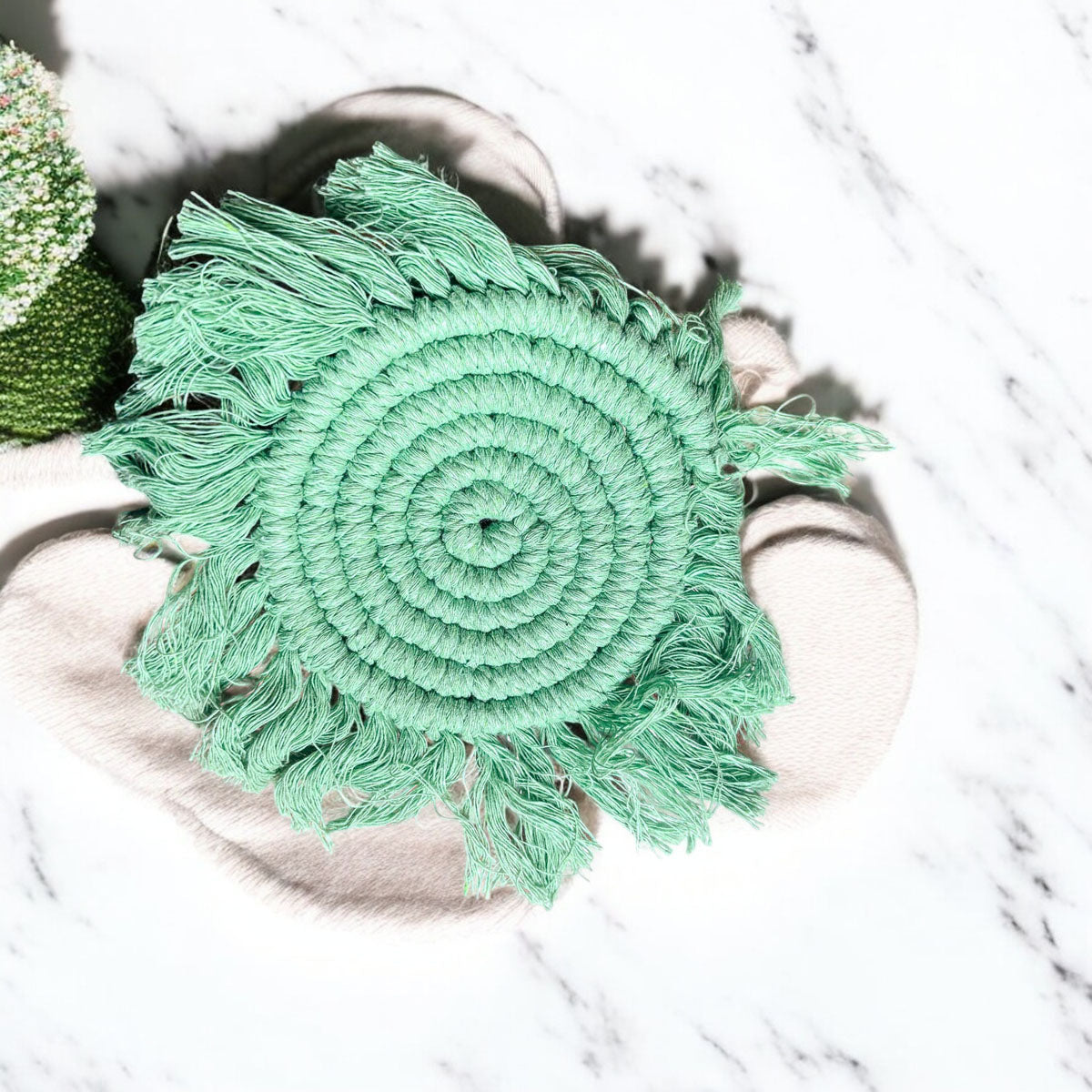 Pastel Braided Tassel Coasters