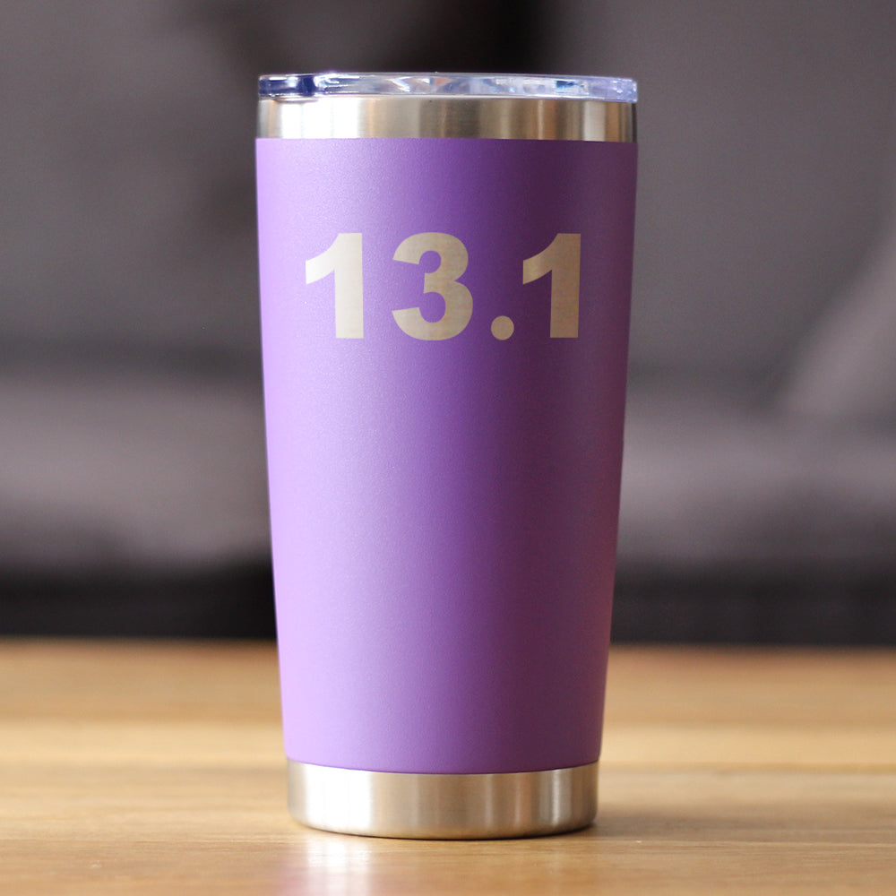 13.1 Half Marathon - Insulated Coffee Tumbler Cup with Sliding Lid - Stainless Steel Insulated Mug - Gifts for Half Marathon Runners Men & Women