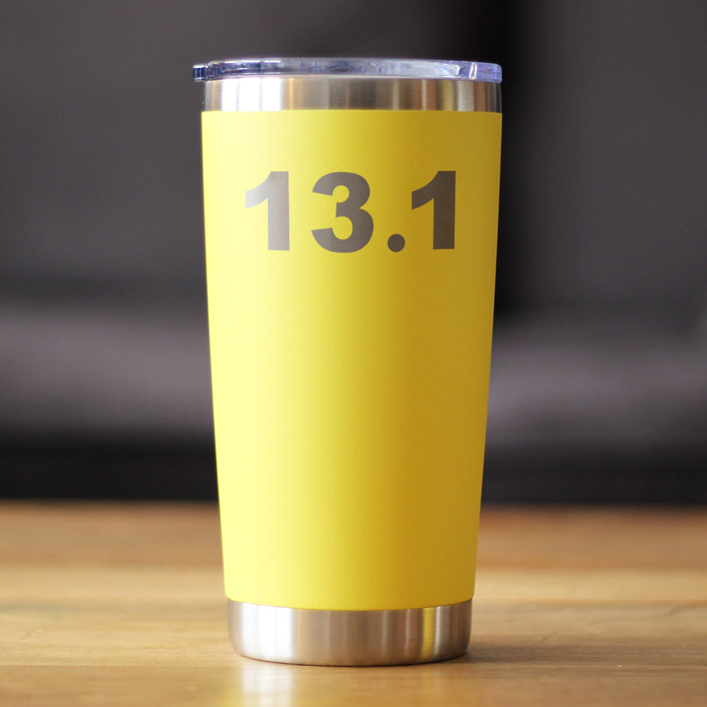 13.1 Half Marathon - Insulated Coffee Tumbler Cup with Sliding Lid - Stainless Steel Insulated Mug - Gifts for Half Marathon Runners Men & Women