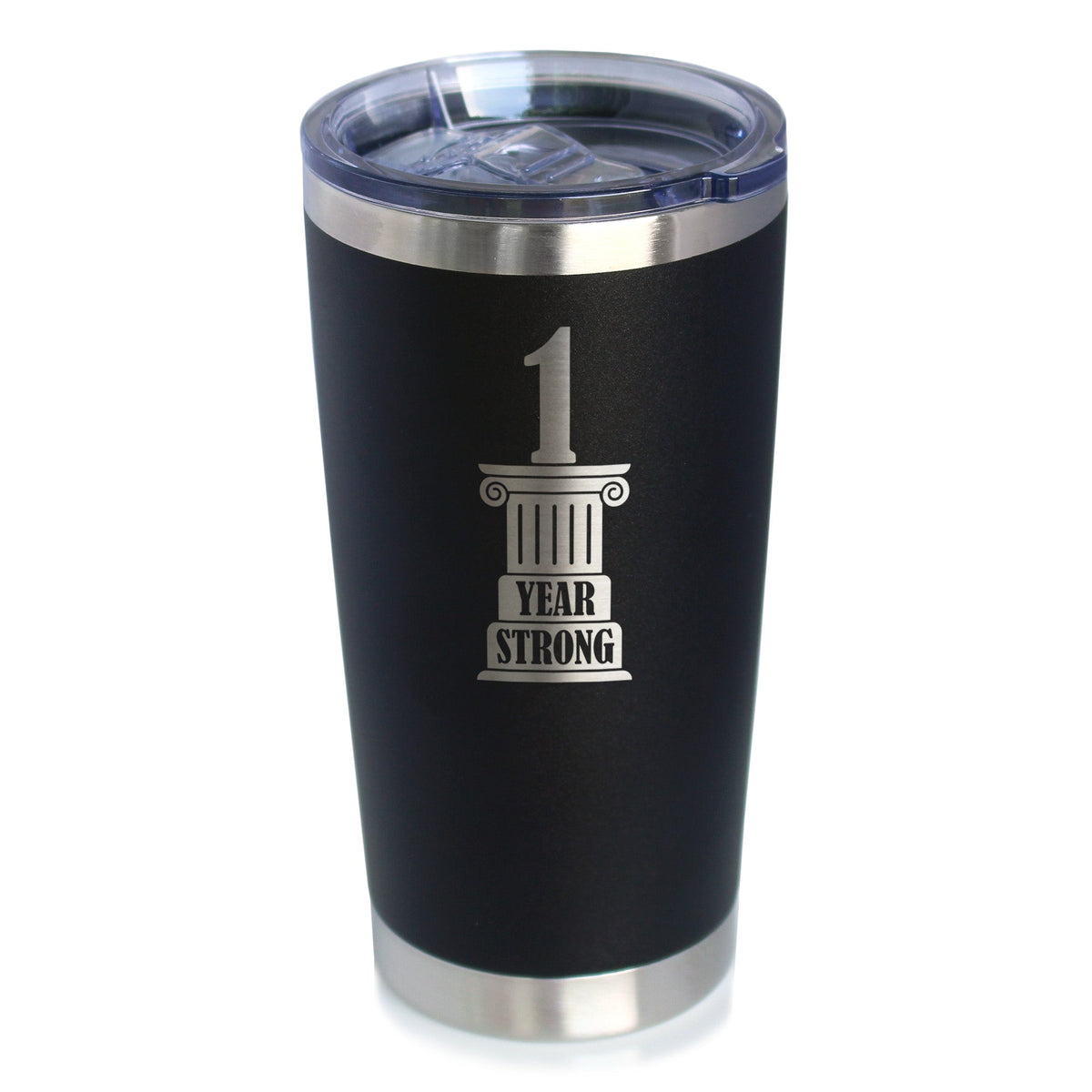 1st Anniversary Party Decor Insulated Coffee Tumbler with Sliding Lid 1 Year Strong 20oz Stainless Steel Tumbler