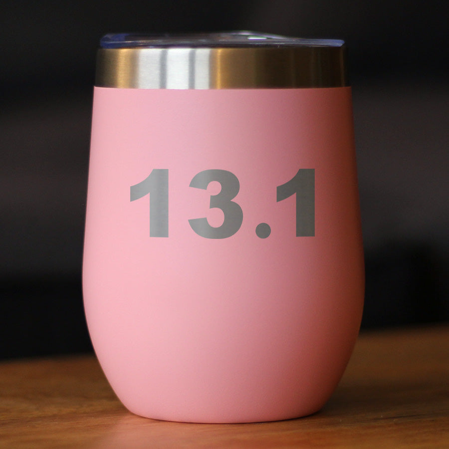 13.1 Half Marathon - Wine Tumbler Cup with Sliding Lid - Stainless Steel Insulated Mug - Gifts for Half Marathon Runners Men & Women