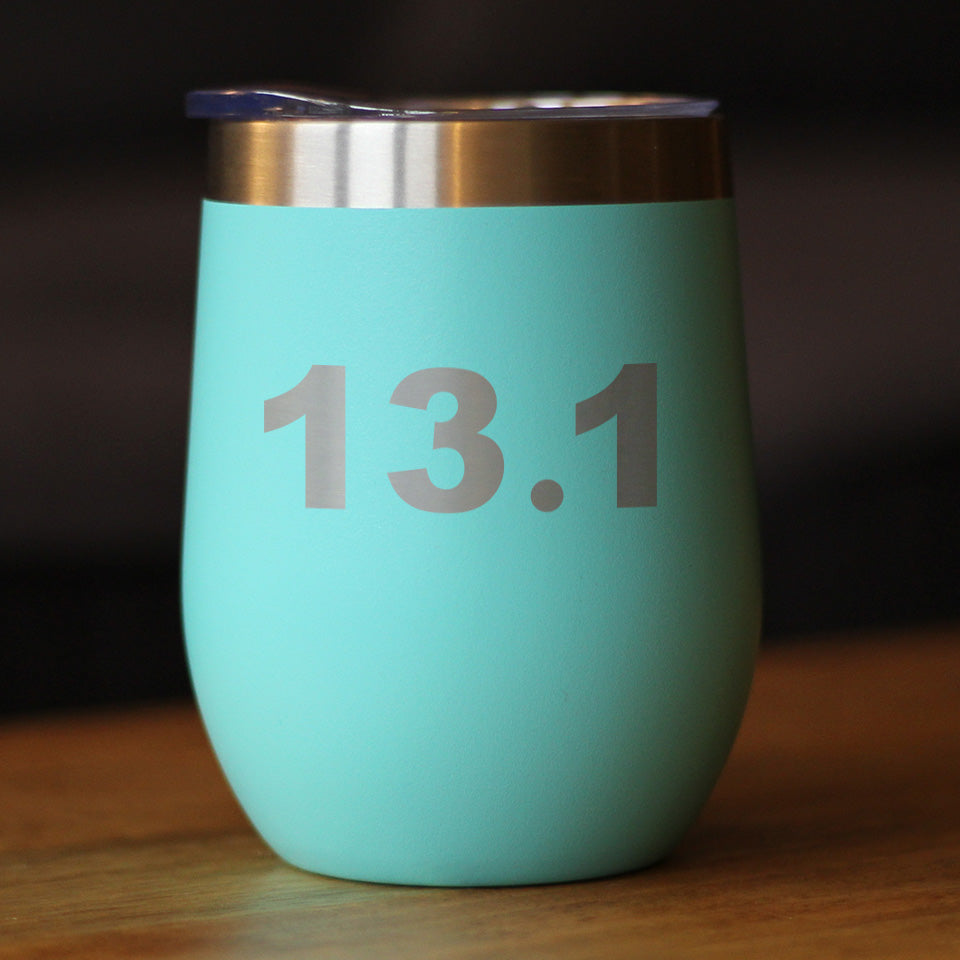 13.1 Half Marathon - Wine Tumbler Cup with Sliding Lid - Stainless Steel Insulated Mug - Gifts for Half Marathon Runners Men & Women