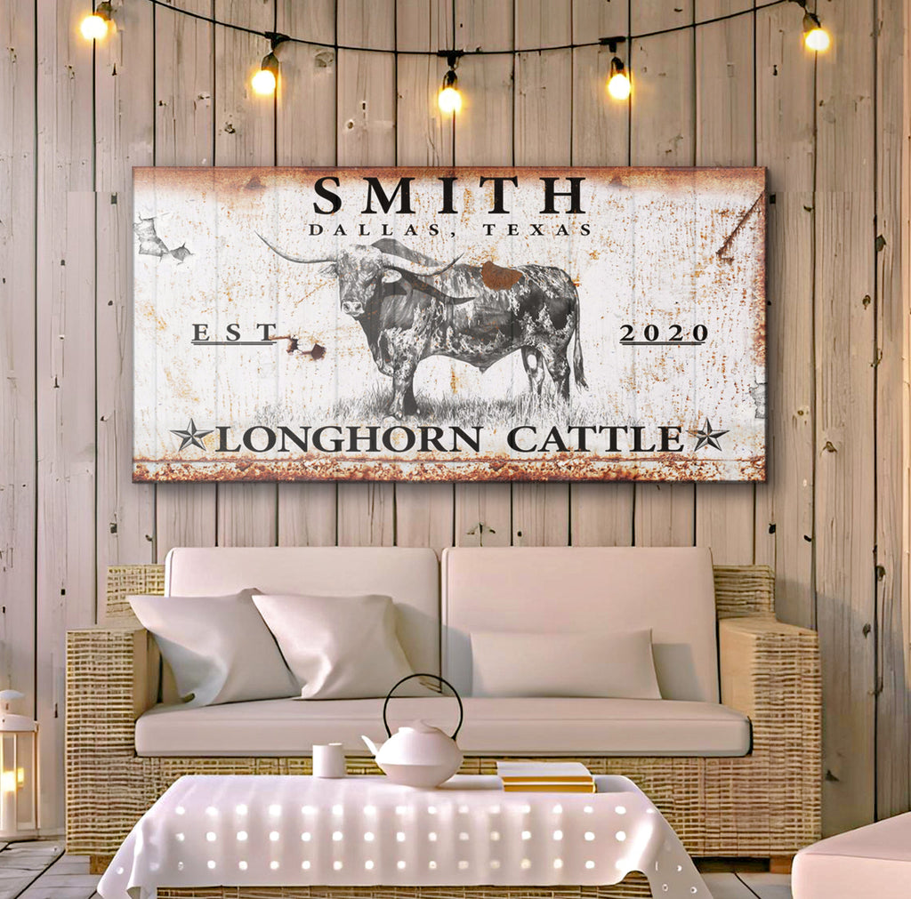 Longhorn Rustic Cattle Sign III