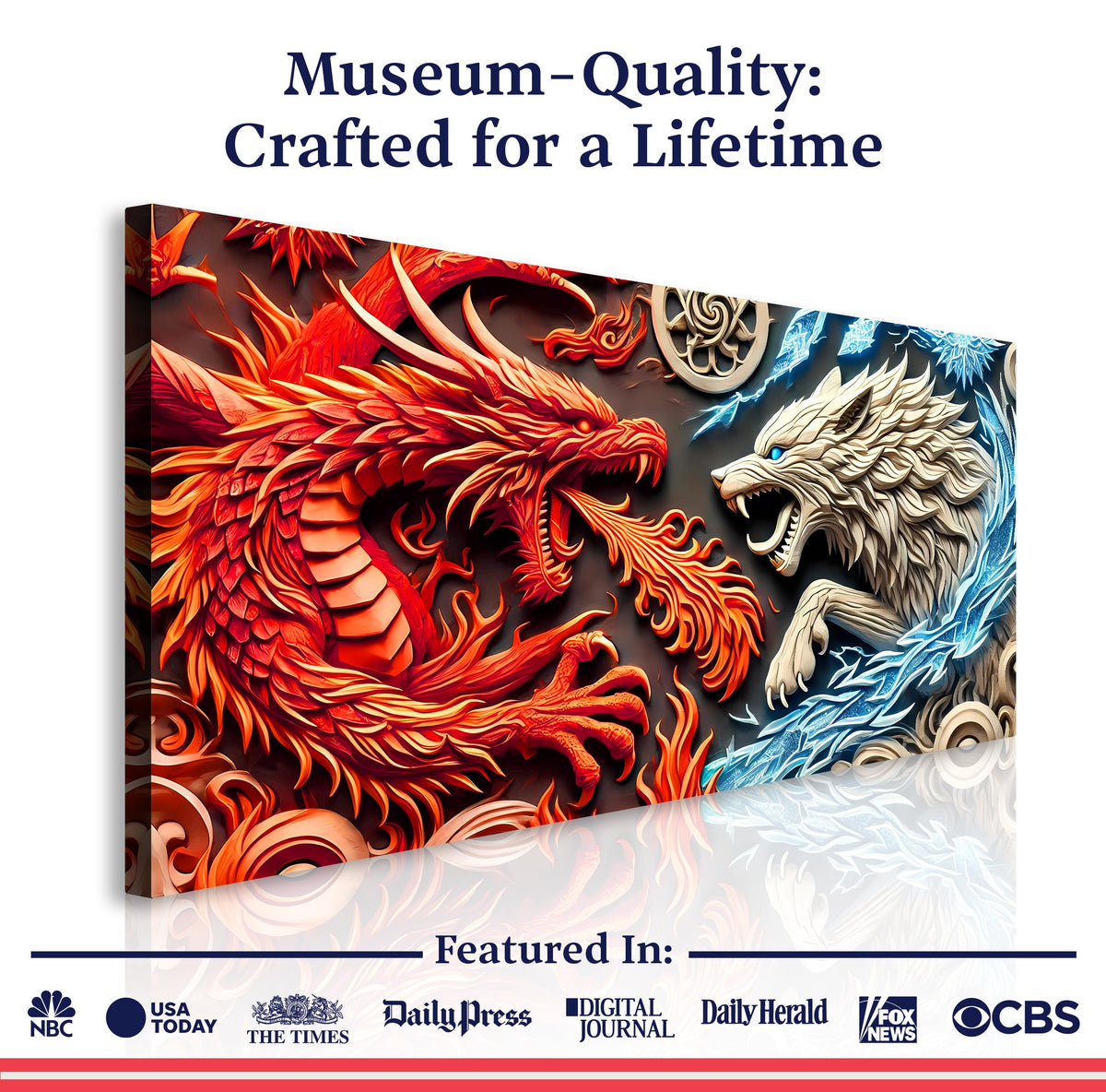 Dragon and Wolf Wall Art V