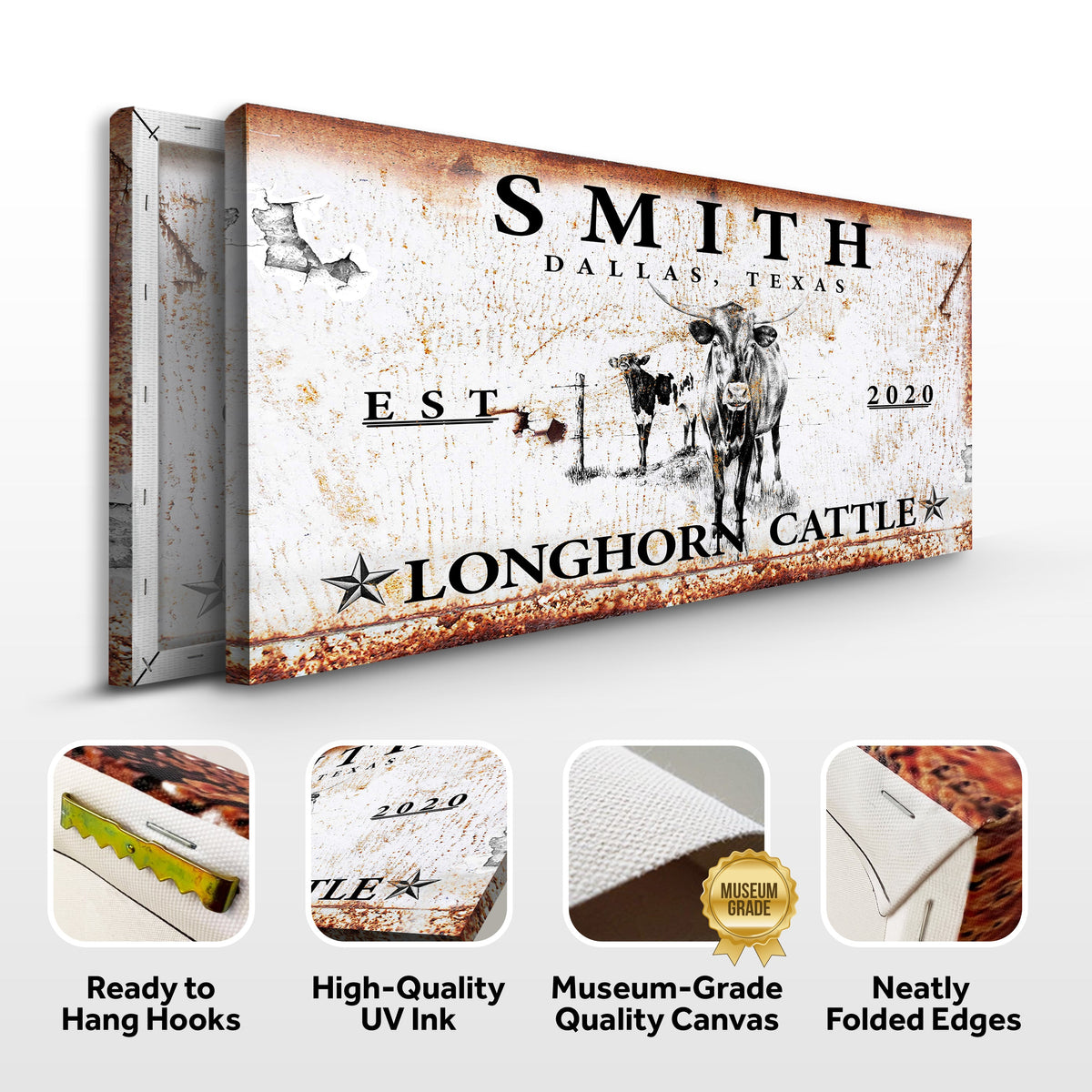 Longhorn Rustic Cattle Sign II