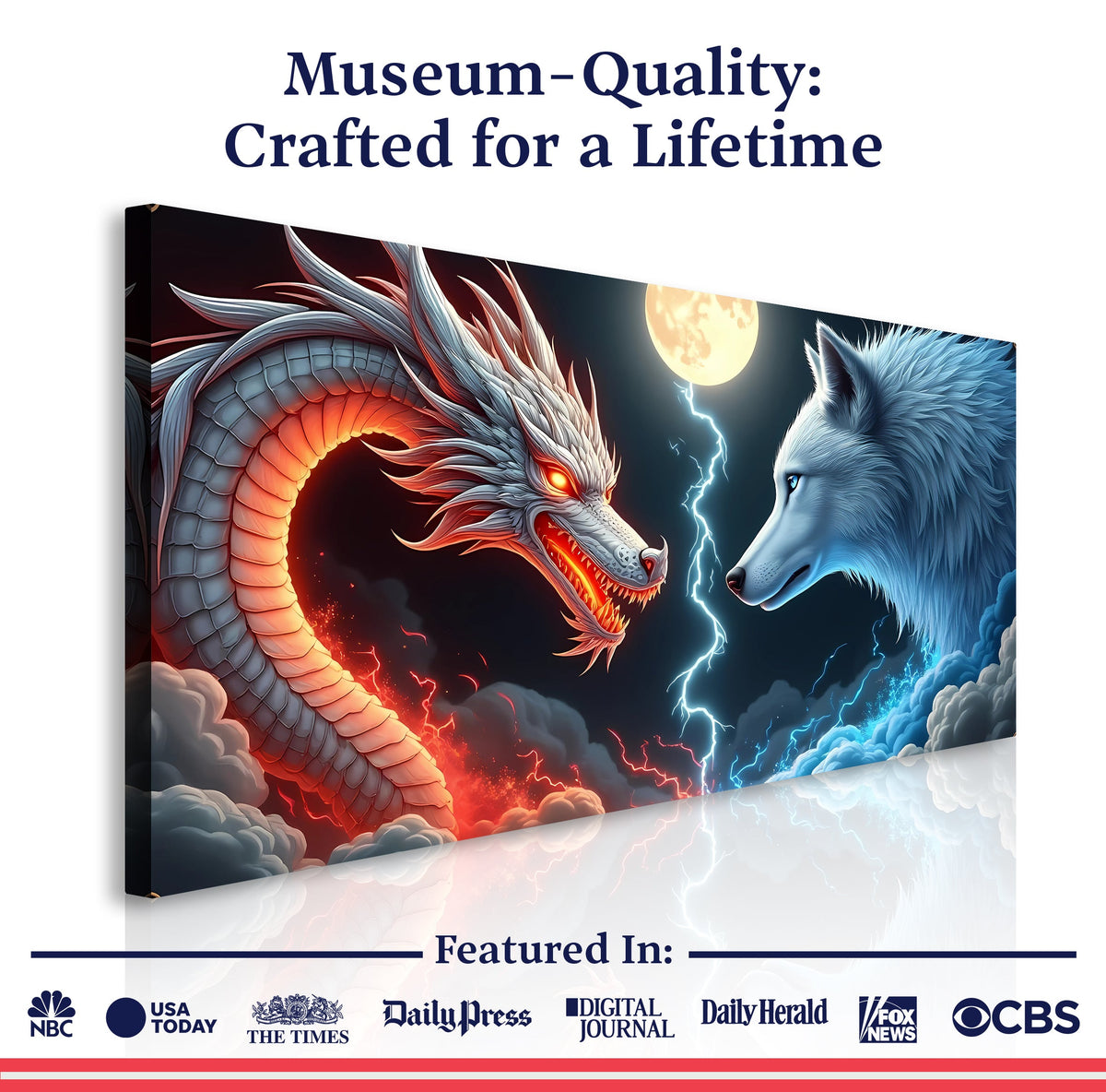 Dragon and Wolf Wall Art III