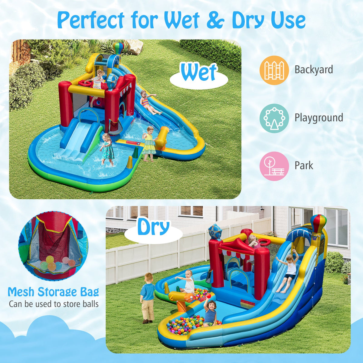 Inflatable Water Park Water Slide Wet Dry Combo Bounce House