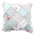 DaDa Bedding Patchwork Hint of Mint Floral Cotton Patchwork Euro Pillow Cover