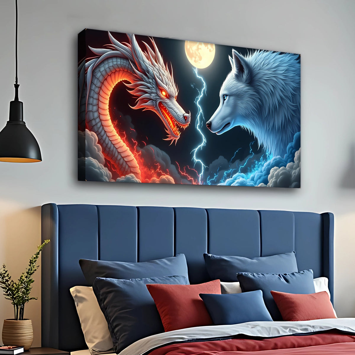 Dragon and Wolf Wall Art III