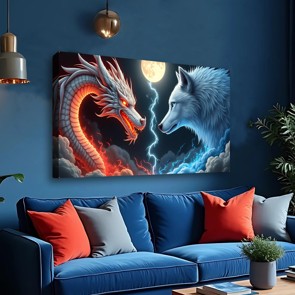 Dragon and Wolf Wall Art III