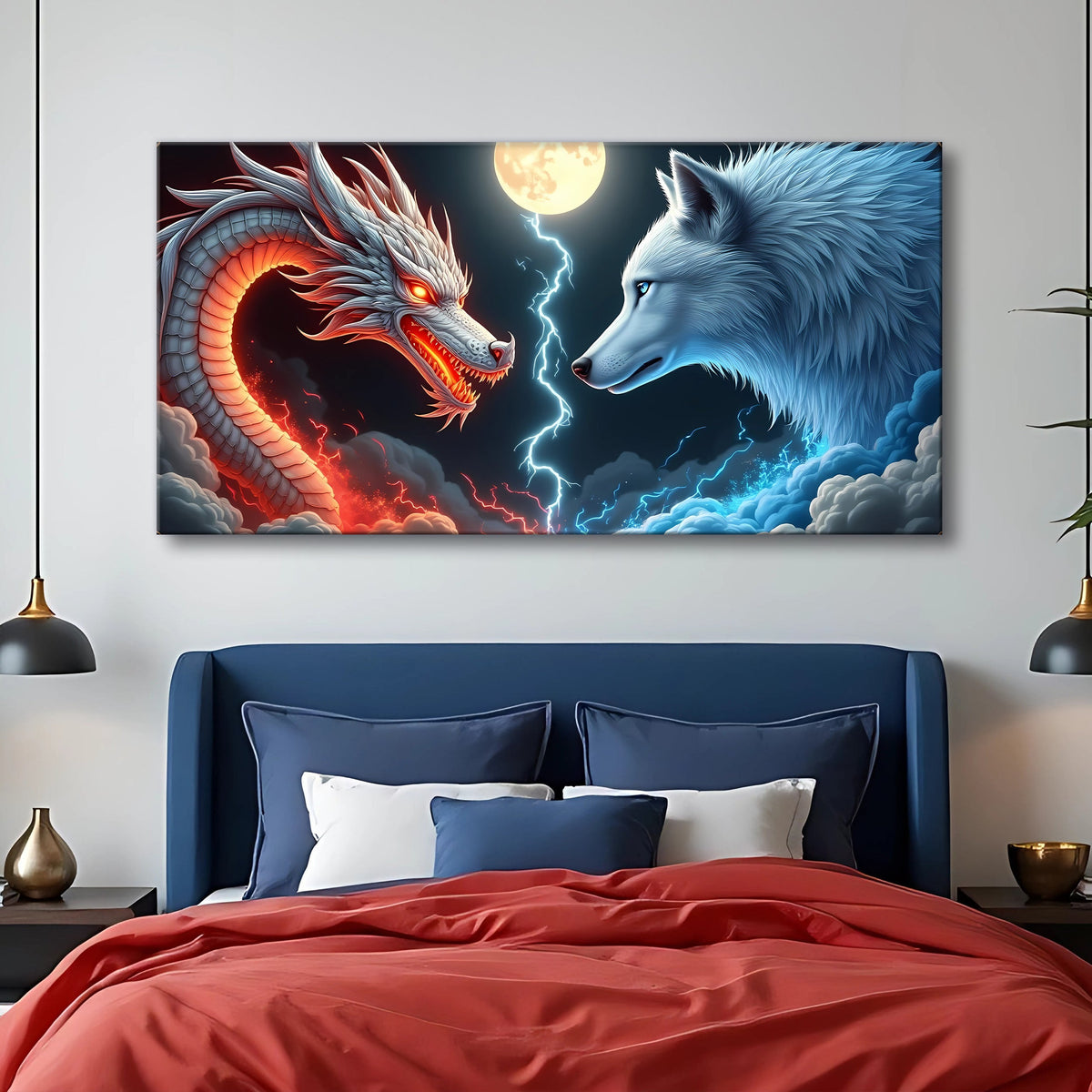 Dragon and Wolf Wall Art III