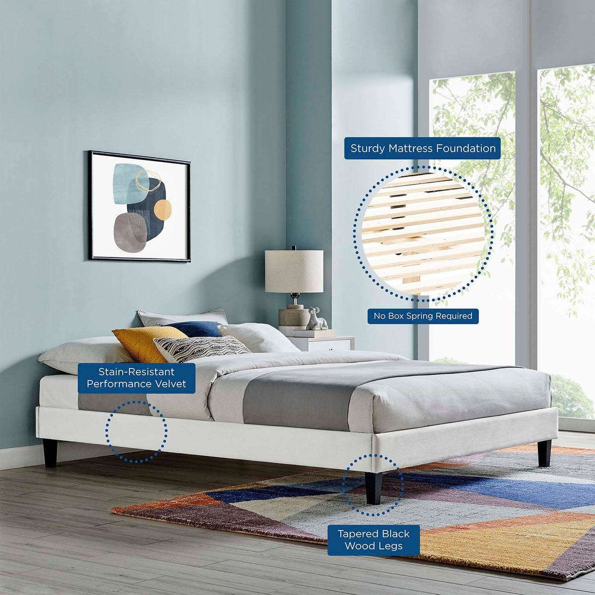 Reign Performance Velvet Twin Platform Bed Frame by Modway