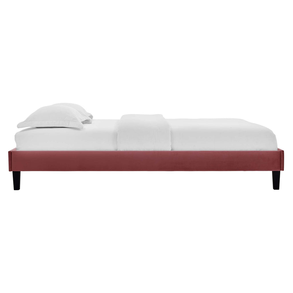 Alessi Performance Velvet Queen Platform Bed by Modway - Dusty Rose / White (MOD-6283)